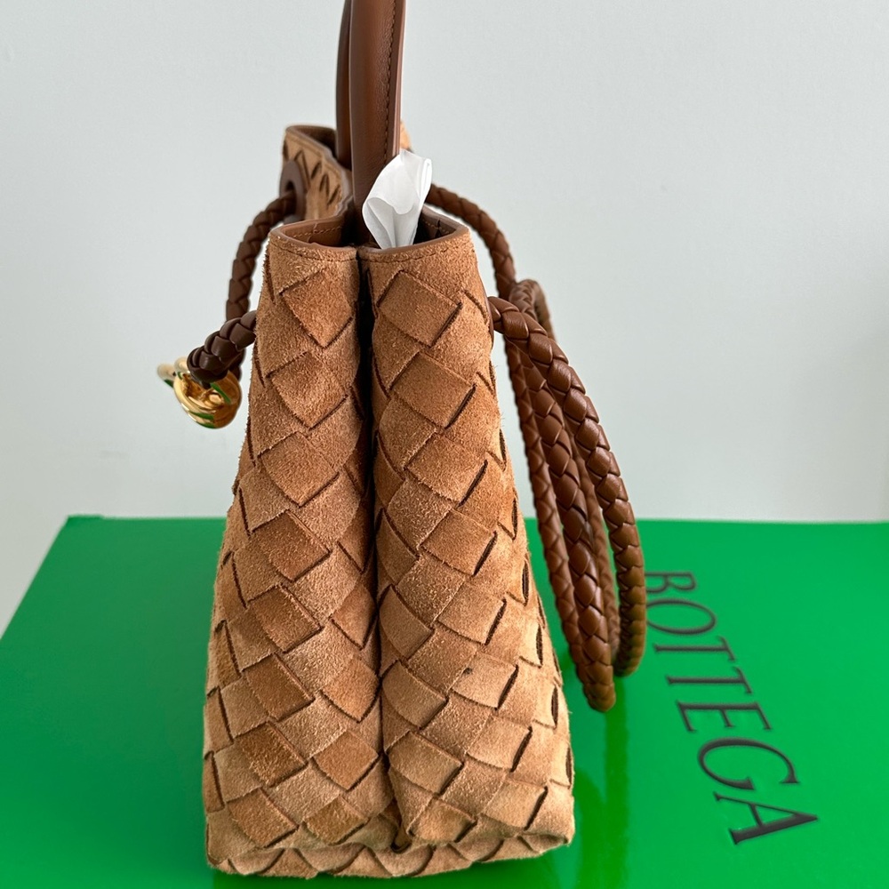 Bottega Veneta Suede Tan Andiamo Small Shoulder Bag - Picture 5 of 6